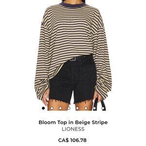 Lioness bloom long sleeve top in beige stripe